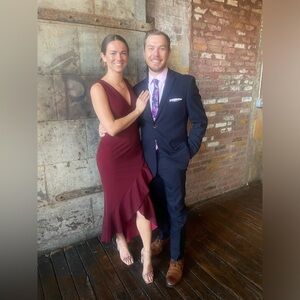 Maroon Shein Fall Wedding Guest Dress- V-Neck, Sleeveless